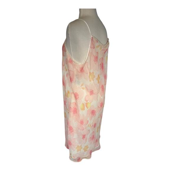 Valerie Stevens Floral Slip Dress & Robe Set XL Sheer Pink Lounge Nightgown Set - Picture 9 of 16